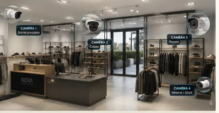 Installation de caméras dans un commerce