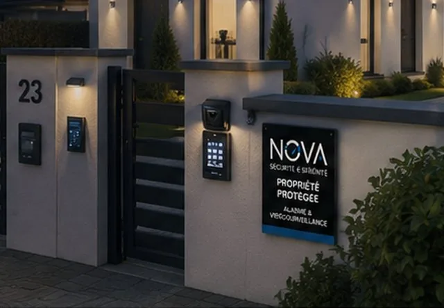 Alarme et vidéosurveillance posées sur un pavillon